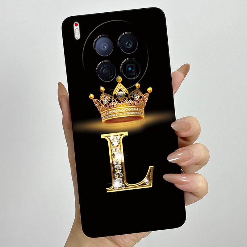 Чехлы для телефона Tecno Camon 40 Premier 5G CM8 Чехлы с короной и начальной буквой Мягкий жидкий силикон Продвинутый корпус с защитой от отпечатков пальцев