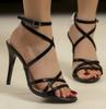 Модные летние белые черные сандалии на шнуровке женские кожаные туфли на высоком каблуке сексуальные вечерние туфли-стилетто на тонком каблуке женская обувь большого размера 42