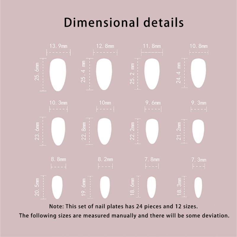 24 Pcs French Tip Press On Nail Short Almond False Nail Bows Full Cover Stick On Nail Blue Flowers Acrylic Nail