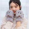 Soft Plush Fingerless Glove Cute Cat Flip Half Finger Gloves Fashion Warm Thick Gloves