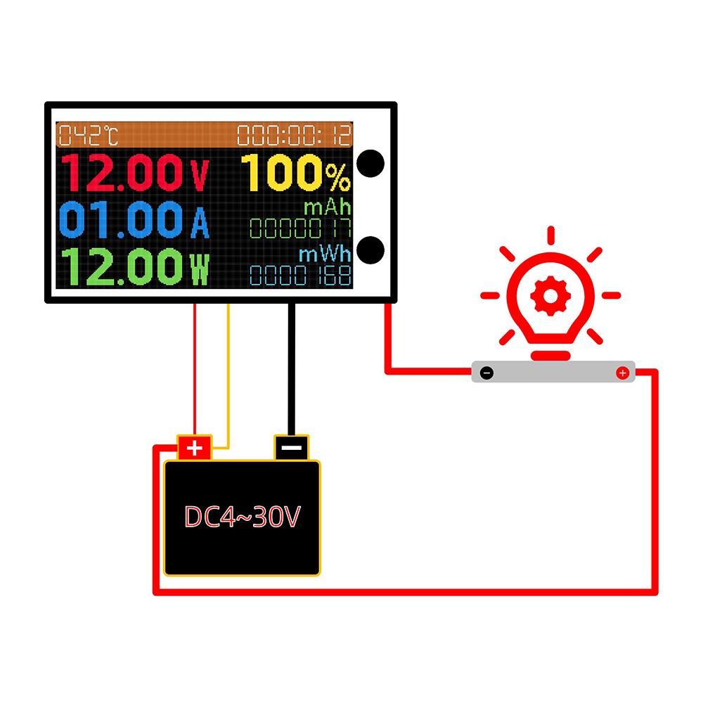 DC 4-30V 10A Digital Voltmeter Ammeter Power Energy Voltage Wattmeter Kwh Temperature Meter Electric Energy Frequency Meter