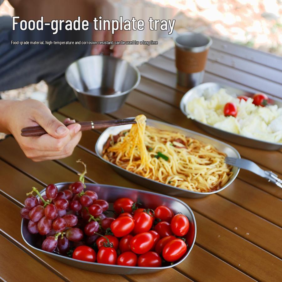 Retro European-Style Tin Camping Plate - Portable BBQ & Picnic Tableware