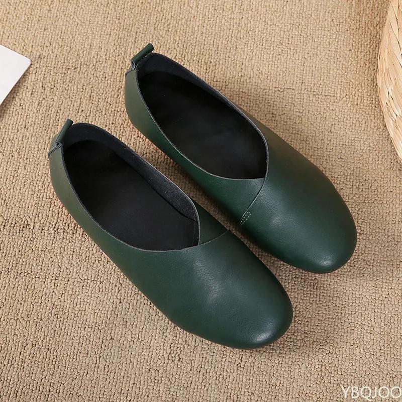 2024 г. Туфли на плоской подошве из натуральной кожи, женские мокасины из натуральной кожи, сшитые вручную, повседневная обувь из воловьей кожи, гибкая весенняя обувь, женские туфли на плоской подошве