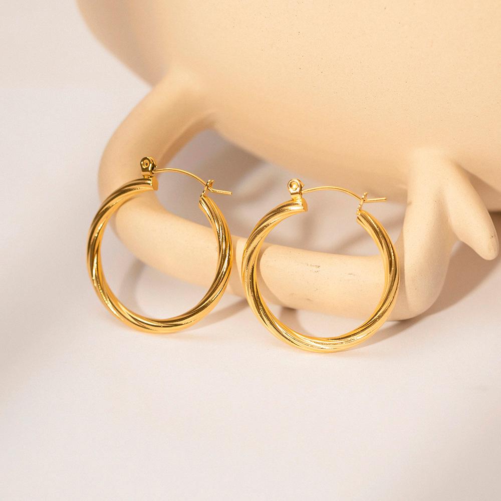 Серьги из круглой проволоки, витая проволока, застежка на ухо, гальванопокрытие из настоящего золота, простые и модные серьги-ветры
