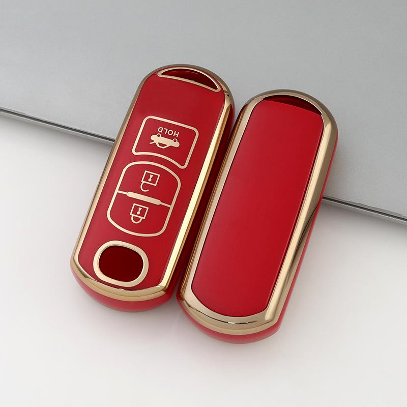 Чехол для ключа с золотой оправой для 2-кнопочных/3-кнопочных моделей Mazda CX-30, Atez, CX-4, CX-5, CX-8