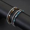 Fashion 2Pcs/Set Cuban Chain Bracelet With Stainless Steel 4mm Tiger Eyes Malachite Stone Strand Braslet Hiphop Rock Accessories
