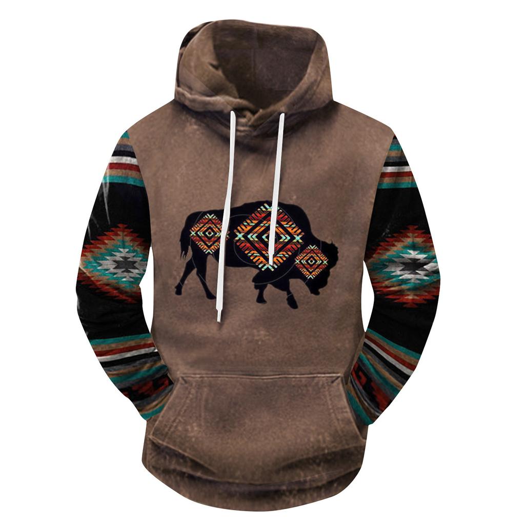 Модный свободный мужской и женский свитер с капюшоном с длинным рукавом и принтом