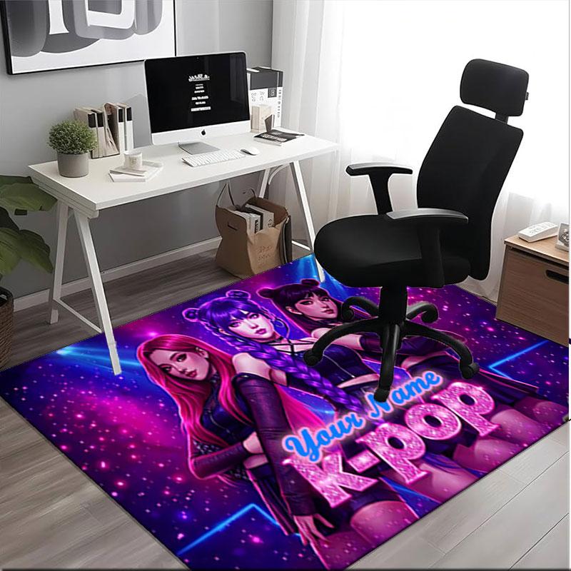 1PC Custom Name K-pop Stars Shine Bright Theme Floor Mat Ideal for Living Room, Game Rooms, Office, Bedroom,Floor Mat Playful Design