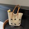 New Summer Vacation Style Woven Bag Large Capacity Handbag Shoulder Bag Bow Beach Straw Bag