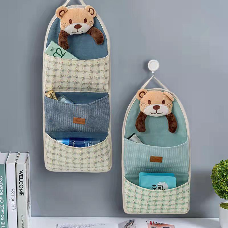 Multi-pocket Lovely Fabric Sundry Storage Bag Dormitory Door Back Wall Hanging Bag Cell Phone Key Storage Hanging Bag Home Organizer