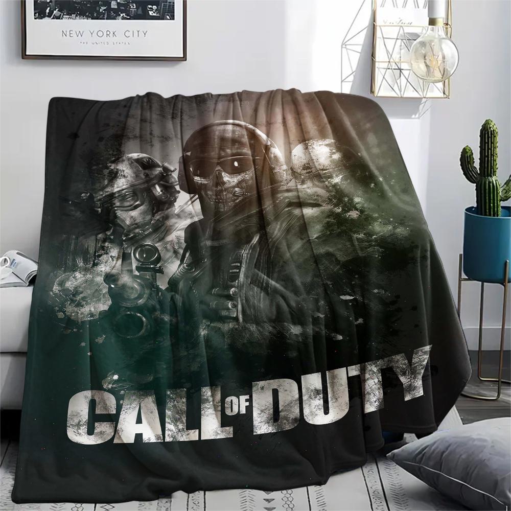 1 шт. Фланелевое одеяло с принтом Call Duty, Высококачественное, Удобное для всех сезонов, Домашний декор, Тепло и комфорт, Идеально для рождественских подарков