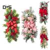 Christmas Stair Swag Teardrop Trim Christmas Staircase Swag Wreath with Bow Artificial Pine Branch Swag for Holiday Home Decoration