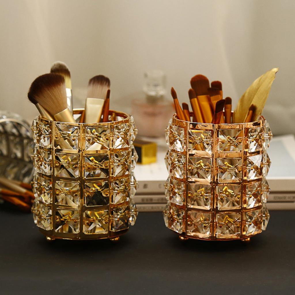 Расчески Кисти Ручка Коробка для хранения Контейнер Подставка Органайзер для кистей для макияжа Хрустальный Декор для туалетного столика Блестящий Персонализированный