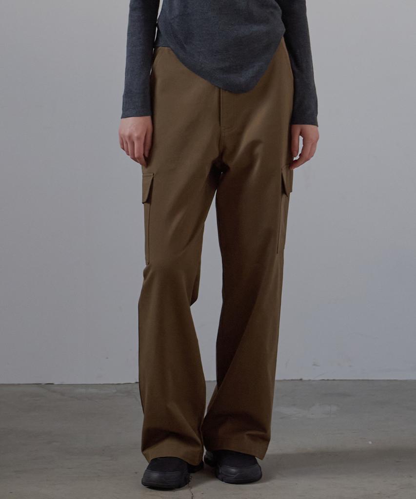 BUT'TON Cargo Pocket Wide Pants (Khaki Brown)