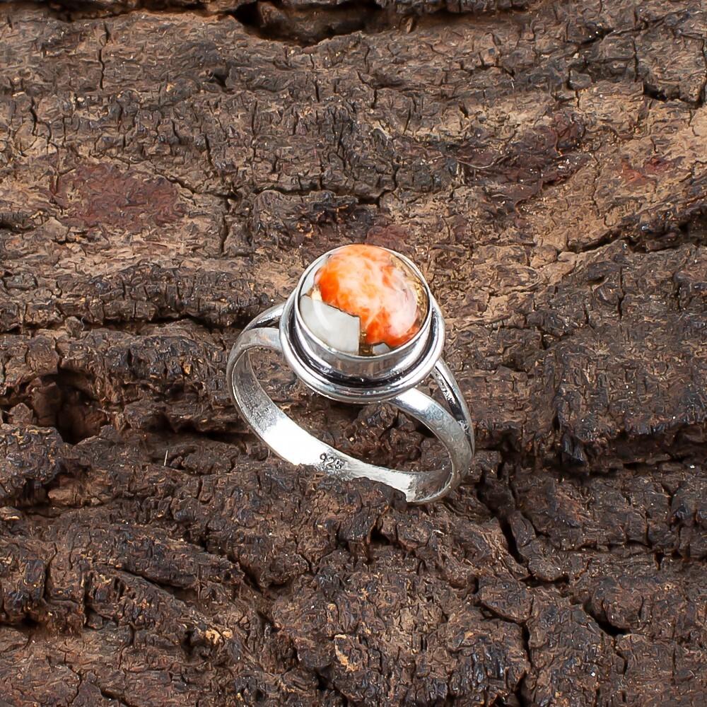Orange Copper Turquoise Gemstone 925 Sterling Silver Jewelry Handmade Boho Ring RR-11-39