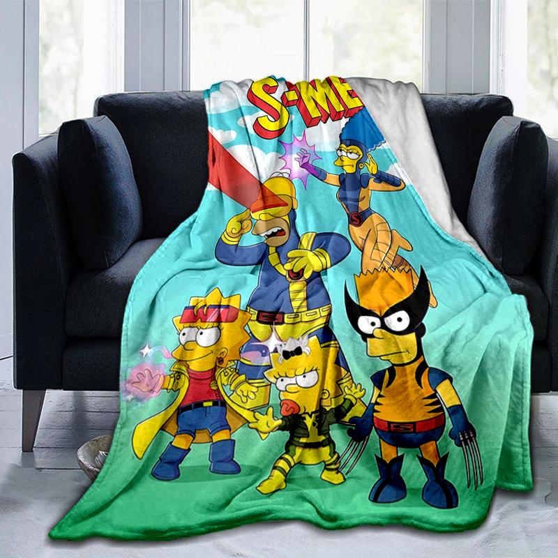 1Pc Simpsons Meets Xmen Adventure Blanket Soft And Comfortable Casual Warm Camping Travel Christmas Halloween Gift M921684