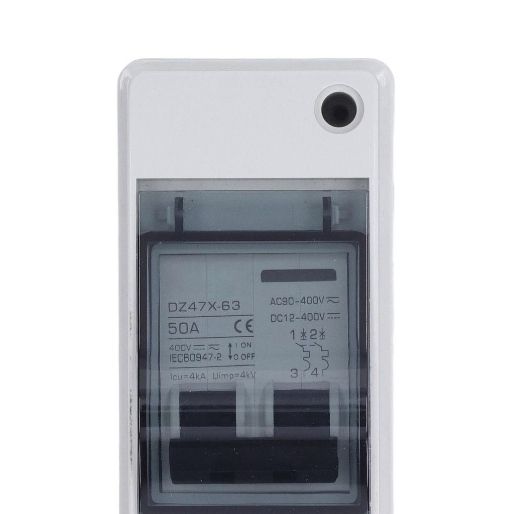 Miniature Circuit Breaker 50Amp Waterproof 2P DC Solar Disconnect Switch Isolator for Solar PV System DC 12‑400V AC