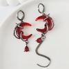 Tassel Chain Rhinestone Moon Earrings Gothic Style Women Dangle Earrings  Hip-Pop Style