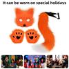 Furry Therian Costume Set for Girls Women Faux Fur Tail Plush Masque Fluffy Paw Gloves Set Fox Cat Wolf Animal Cosplay Accessories for Halloween