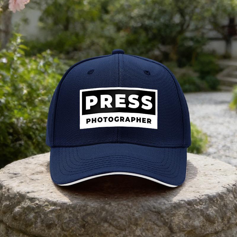 Unisexs Womens Personalized Baseball Cap with PRESS PHOTOGRAPHER Alphabet Black Breathable Outdoor Casual Hat