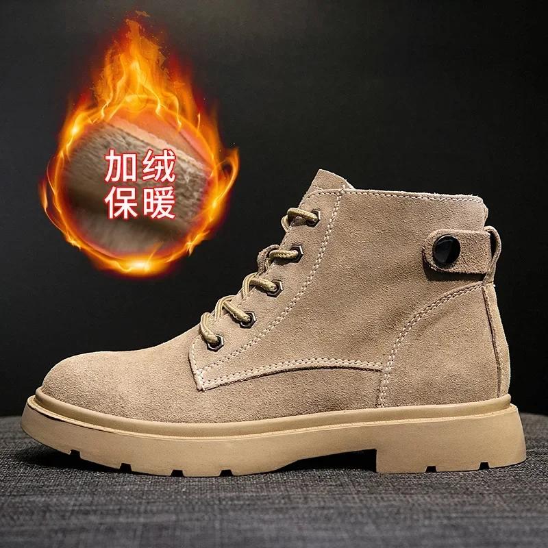 Женские ботинки из натуральной кожи в британском стиле в стиле ретро с коротким голенищем. Новые высококачественные зимние бархатные теплые туфли на толстой подошве.