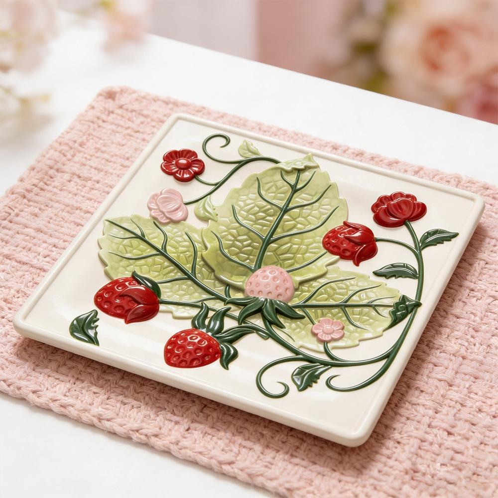 DM1363 Strawberry Grape Embossed Relief Silicone Tray Epoxy Resin Molds DIY Concrete Cement Jewelry Candle Holder Plate Mold
