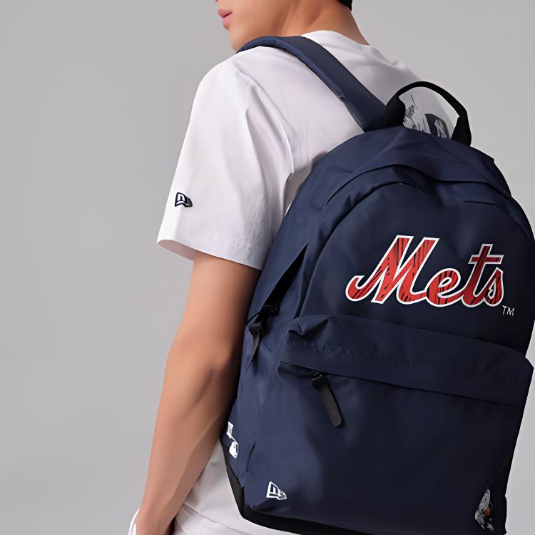 New Era × MLB Collaboration New York Mets Casual Versatile Zipper Fabric Backpack Unisex backpack Blue 14178156