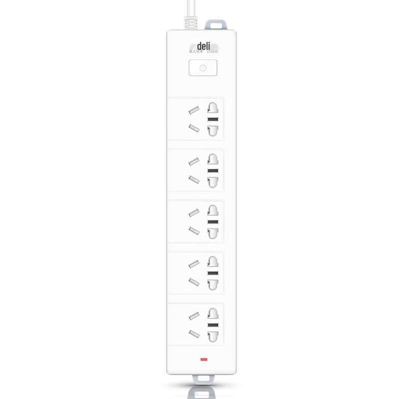 Deli 18254 5-Outlet Power Strip with Master Switch CN plug (adapter included)