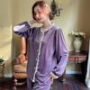 New Women's Velvet Pyjamas Sleepwear Girls Lace Autumn Winter Pajamas Sets Home Clothes Ladies Long-Sleeved Cardigan Homewear