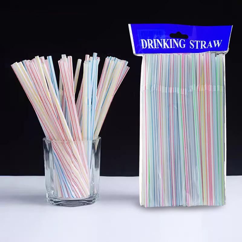 Disposable Striped Bent Plastic Straws