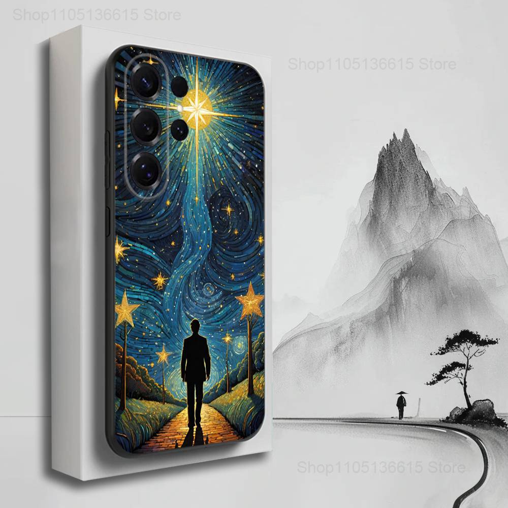 Sky Tree Art Starry Case For Samsung S10,Plus,S9,Ultra,S24,S21,S20,S23,FE,S22,S25,Lite,Soft Silicone Black