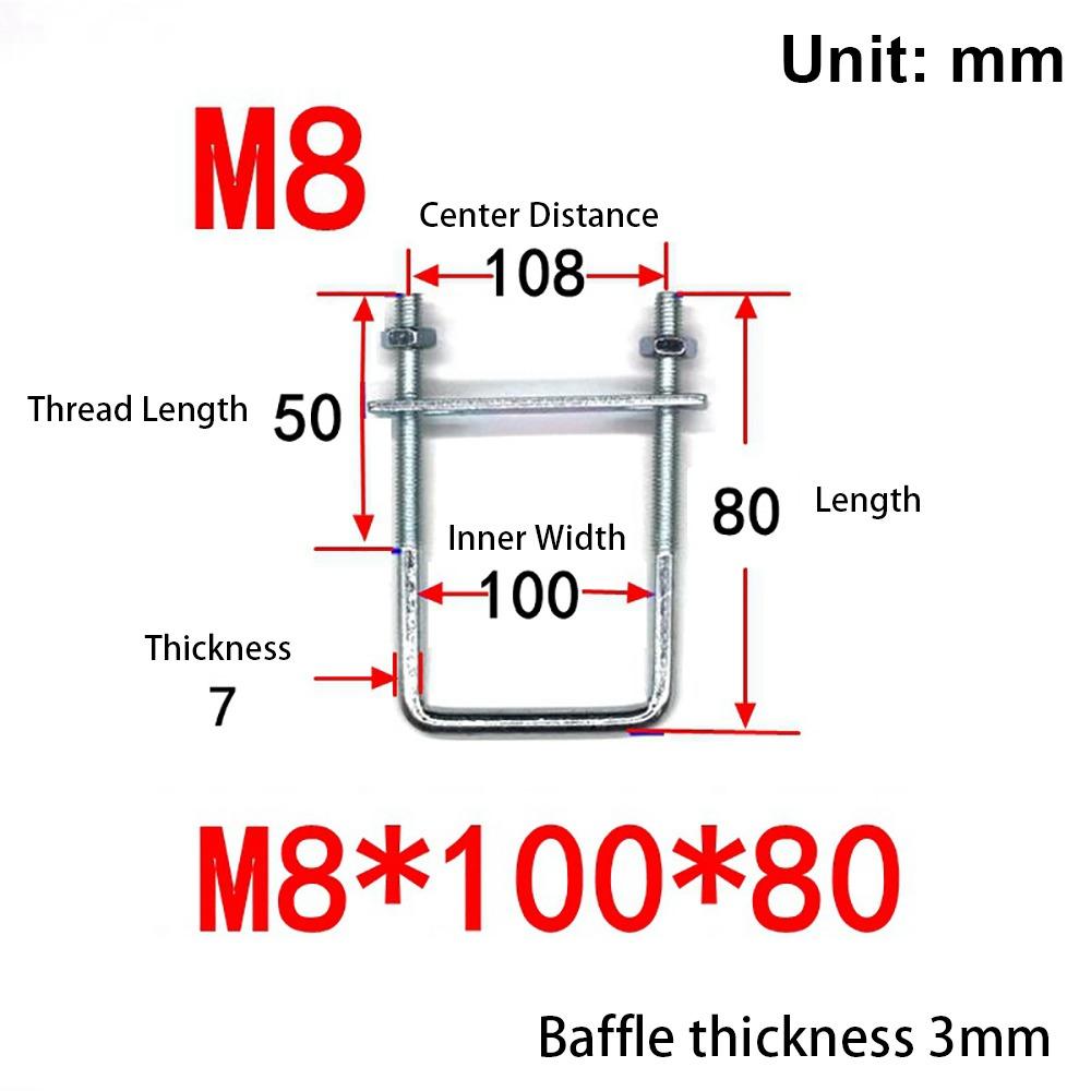 1 шт. с перегородкой U-образный хомут Оцинкованная углеродистая сталь Q235 Квадратный болт для квадратной трубы