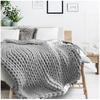 [R0036] - Acrylic Blanket 'Chunky Knit' Gray (knitting) - 150x120 Cm