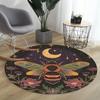 Bohemian Bee & Floral Round Rug Collection Non Slip Wear Resistant Soft Washable Living Room Bedroom Decor Rug