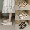 2025 New Leather Flats Pointed Women's Shoes Soft Leather Soft Sole Single Shoes Not Tired Feet Professional Black Work Shoes