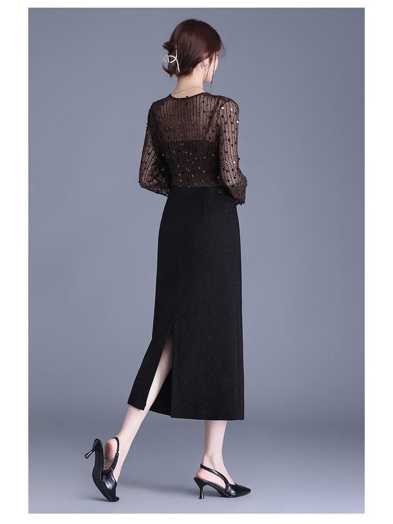 Элегантная облегающая юбка-миди с высокой талией и разрезом, весна/лето 2026