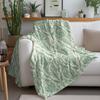 Green geometric floral pattern Flannel printed blanket suitable for all seasons suitable for living room office sofa and travel