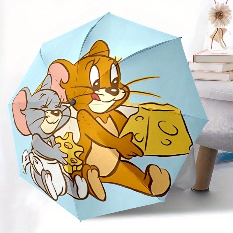 1pc Jerry Mouse, Tom Cat Automatic Open/close, Portable Folding Umbrella for Women & Men,Compact Parasol,, Durable Frame yy250809170