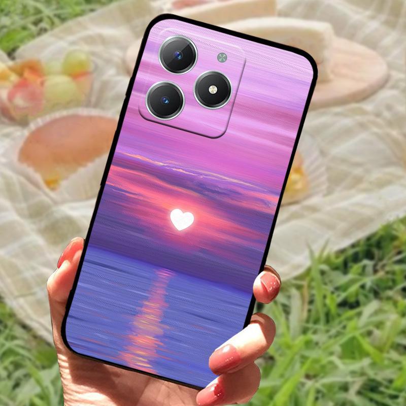 Для Realme C61 4G Чехол Модный Мультяшный Черный Силиконовый Мягкий ТПУ Задняя Крышка Для Oppo Realme C63 Защитные Fundas Coque Чехлы