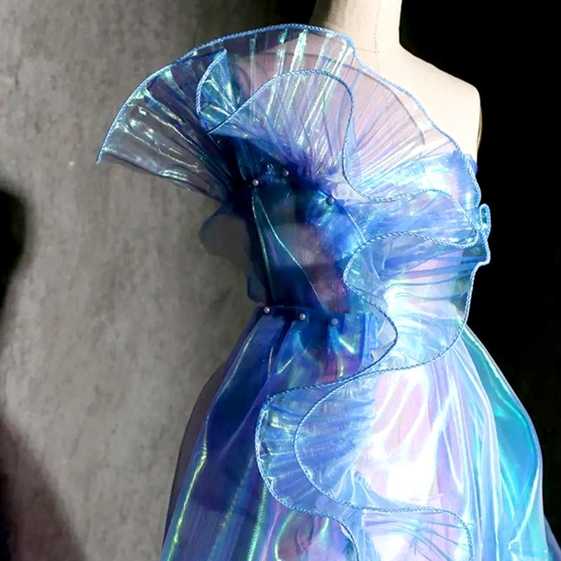 2 шт. кружевная отделка декоративная лента для вечеринки прозрачные переливающиеся аксессуары для платья модные большие волнистые швейные ткани плиссированные оборки