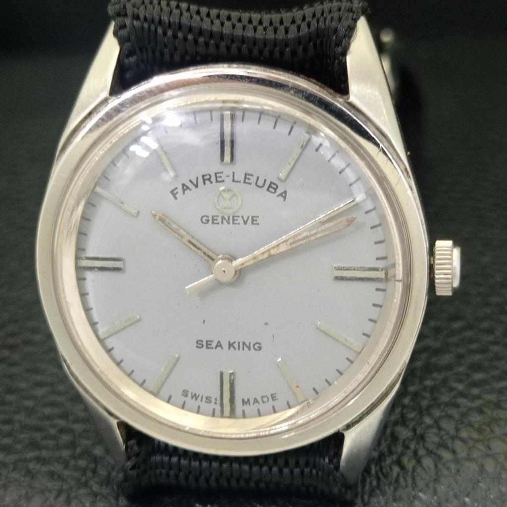 ШВЕЙЦАРСКИЕ ВИНТАЖНЫЕ МУЖСКИЕ ЧАСЫ С РУЧНЫМ ЗАВОДОМ FAVRE LEUBA 253 SEA KING СЕРЫЕ a703016-1 R212-a703016