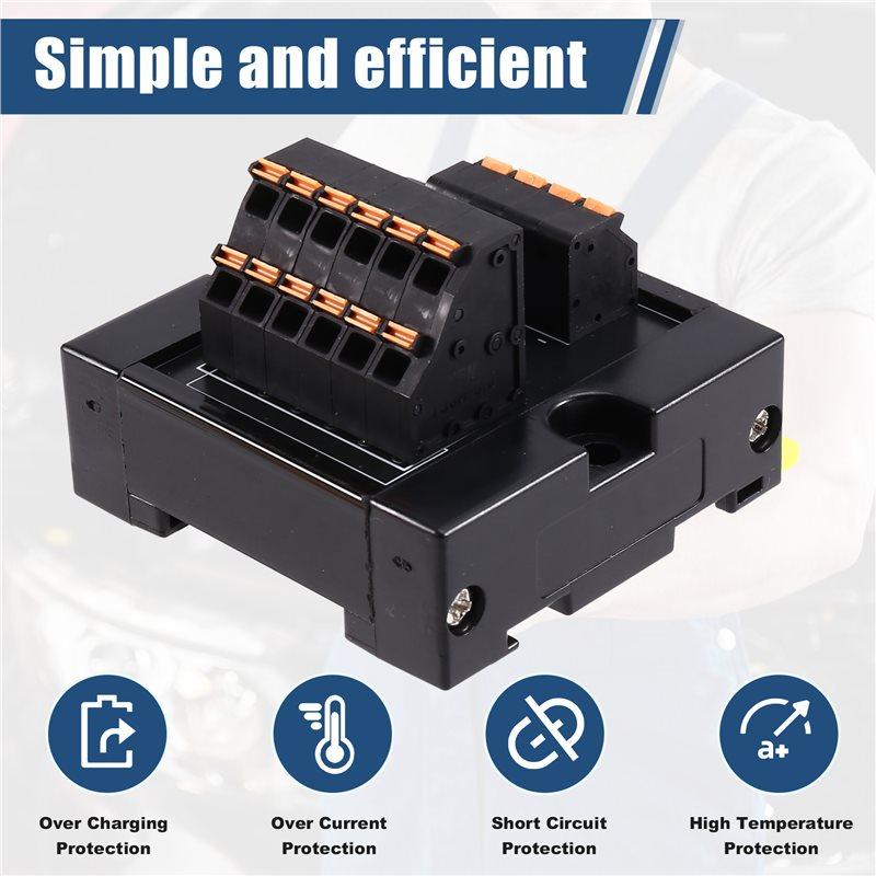 ABBY-Terminal Block Module 1 In 6 Out Spring-Loaded Push-In Rail-Mounted Wiring Box Tool