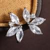 ZAKOL Luxury Plants Zirconia Stud Earrings For Women Girls Copper Color Crystal Metal Ears Zircon Wedding Festival Party Gifts