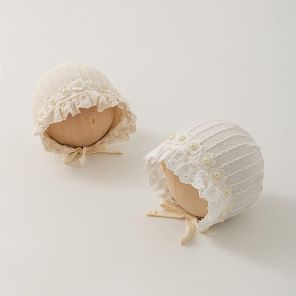 Breathable Cotton Ear Protection Fetal Cap Ruffle Flower Ruffle Hat Bonnet 2-24Month Infant