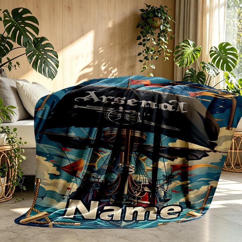Custom Name Personalized Arsenal F.C Print Blanket, Home Decor, Bedroom, Sofa, Camping, Couch, Gifts for Birthday Christmas