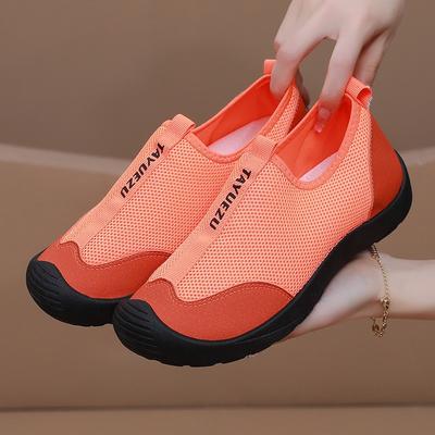 Летняя новая дышащая сетчатая обувь женские тонкие туфли на плоской подошве полые модные легкие спортивные и повседневные сетчатые туфли на одну педаль