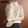 Autumn/Winter Casual All-Fit Knitwear Loose Turtleneck Warm Sweater Solid Color Knitted Pullover Top