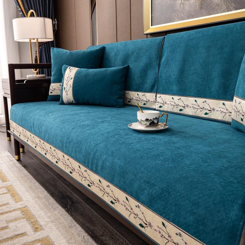 Новая подушка для дивана в китайском стиле Four Seasons Universal High-End Chenille Non-Slip Подушка для дивана с цветком сливы в китайском стиле
