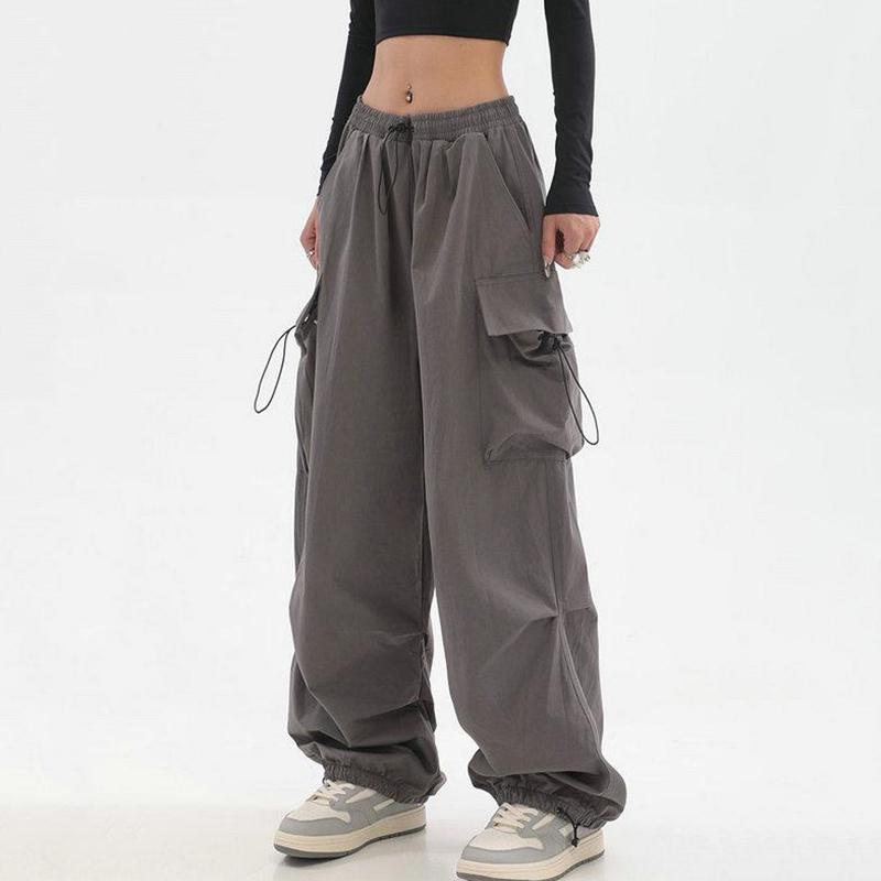 WTEMPO Однотонные брюки-карго, женские повседневные мешковатые длинные брюки, весенне-осенняя уличная одежда, винтажные свободные спортивные штаны для пар