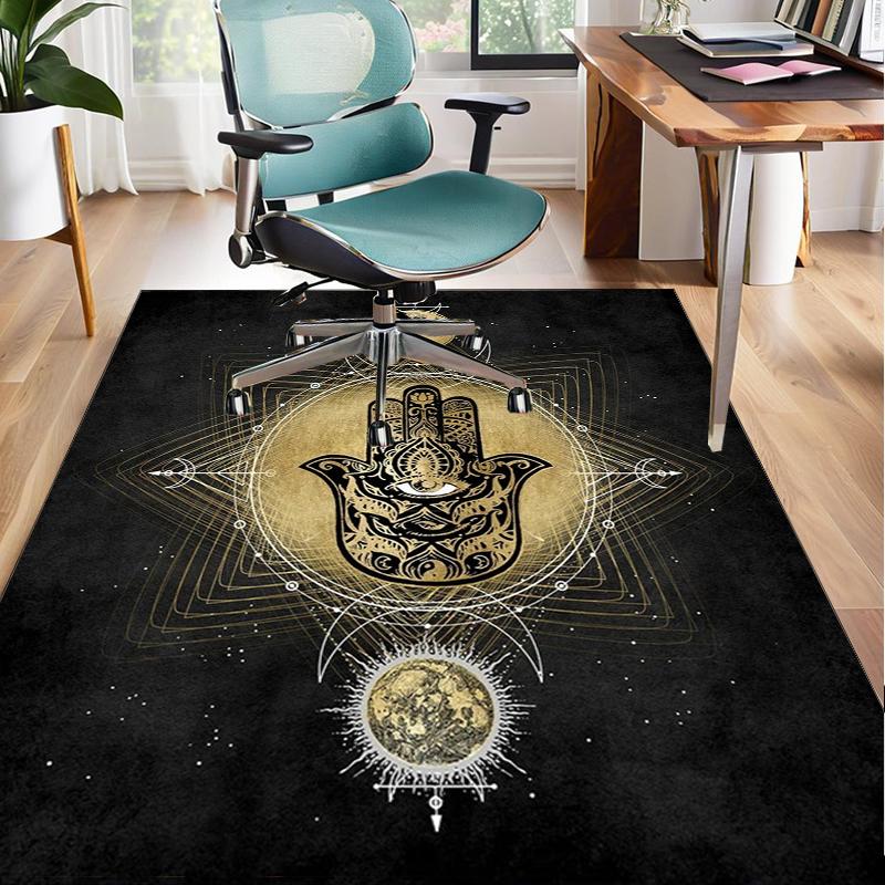Colorful Hamsa Mandala Pattern Office Rug Chair Mat, Entryway Carpet, Suitable for Front Door, Bedroom, Living Room, Desk, Holiday Gift